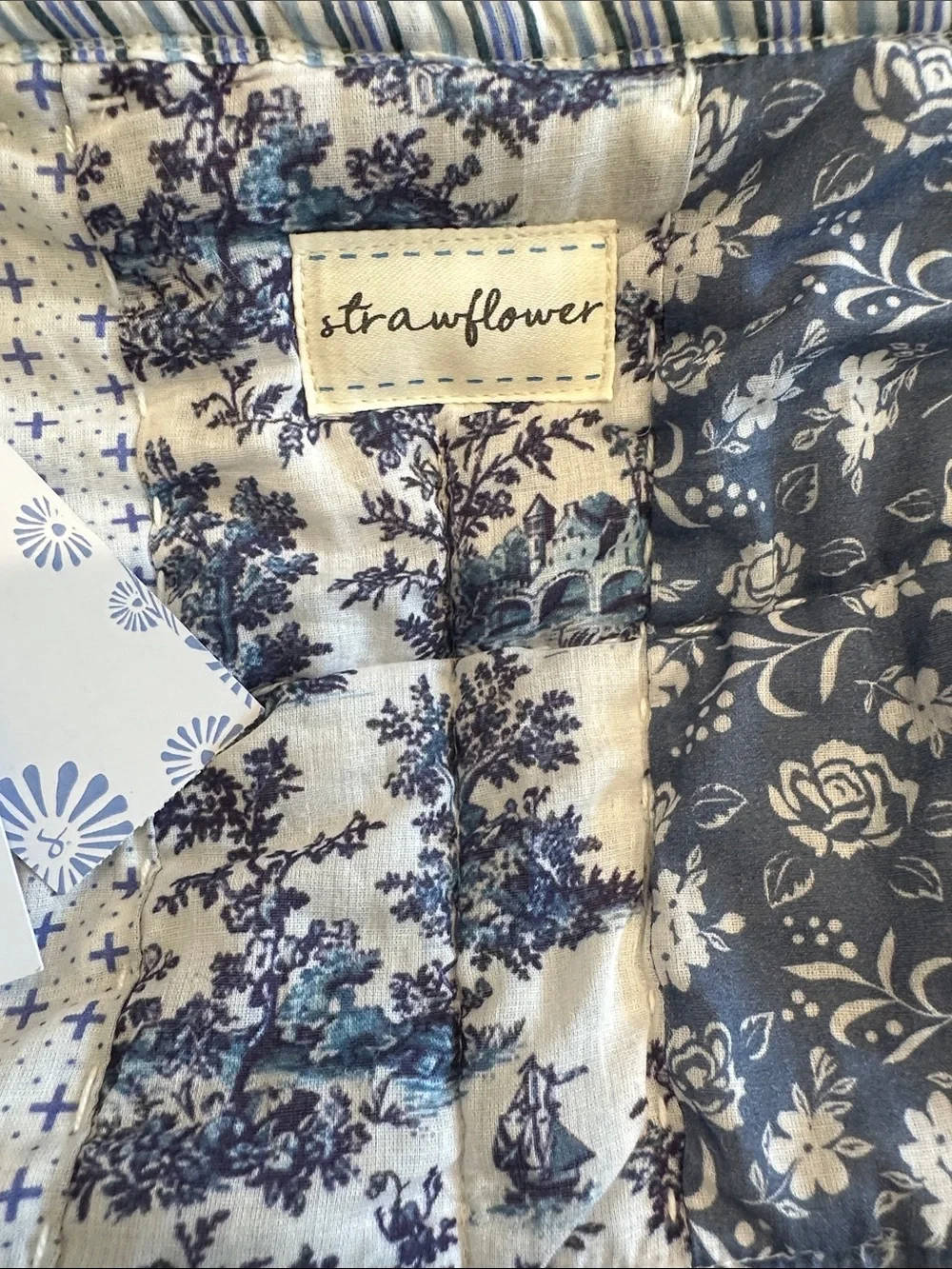 NWT Strawflower Quilted Patchwork Cosmetic Bag - Blue Floral